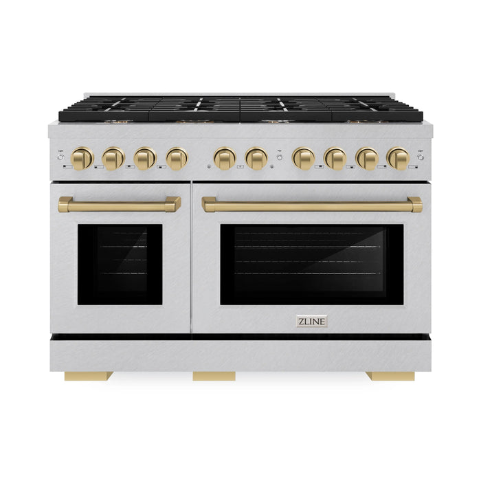 ZLINE 48"Paramount Dual Fuel Range DuraSnow® Champagne Bronze SDRSZ-48-CB