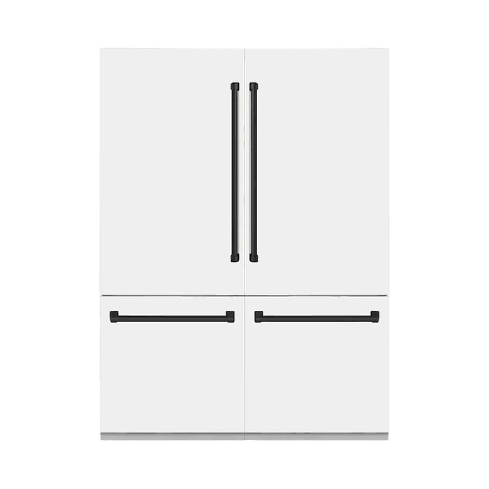 ZLINE 60" Autograph Edition French Door Refrigerator, Internal Water, Ice Dispenser, White Matte, Champagne Bronze Accents RBIVZ-WM-60-CB