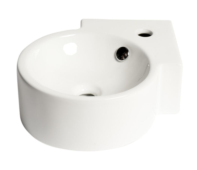 ALFI brand White 17" Tiny Corner Wall Mounted Ceramic Sink, Faucet Hole ABC121