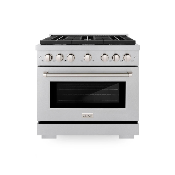 ZLINE 36"Paramount Dual Fuel Range DuraSnow® Stainless Steel SDRS-36