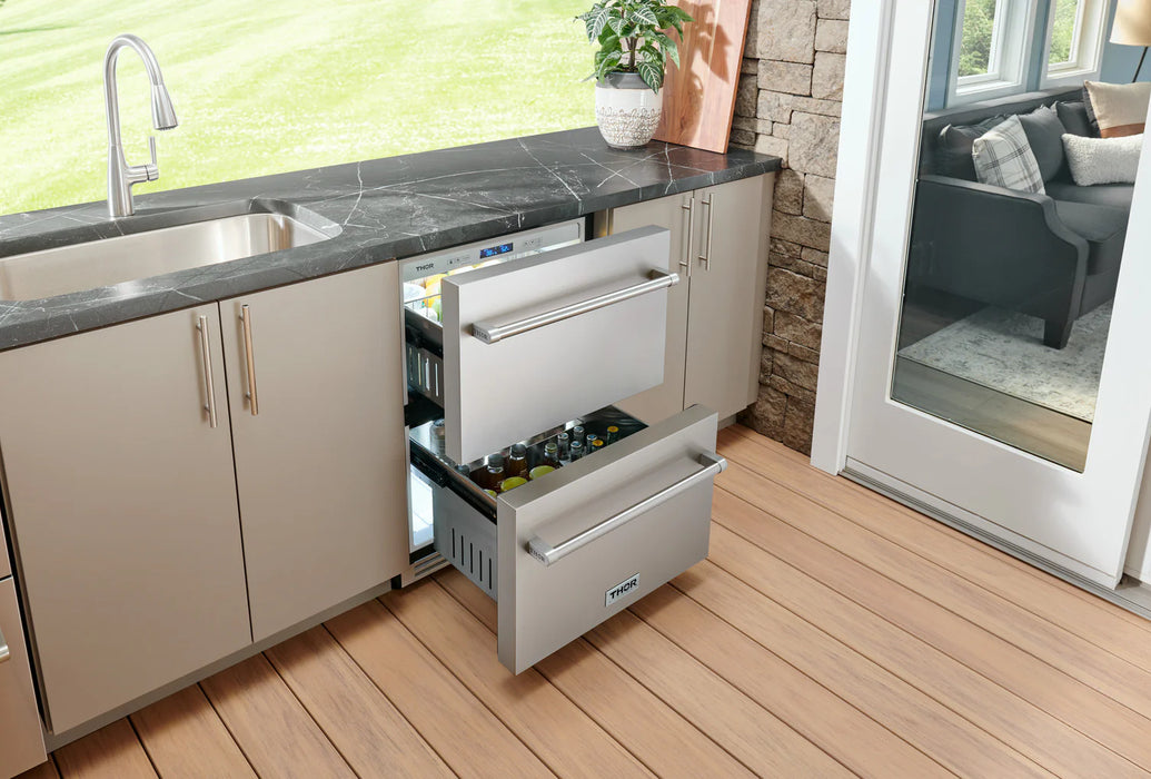 THOR Kitchen 24" Indoor or Outdoor Refrigerator Drawer - Detail View