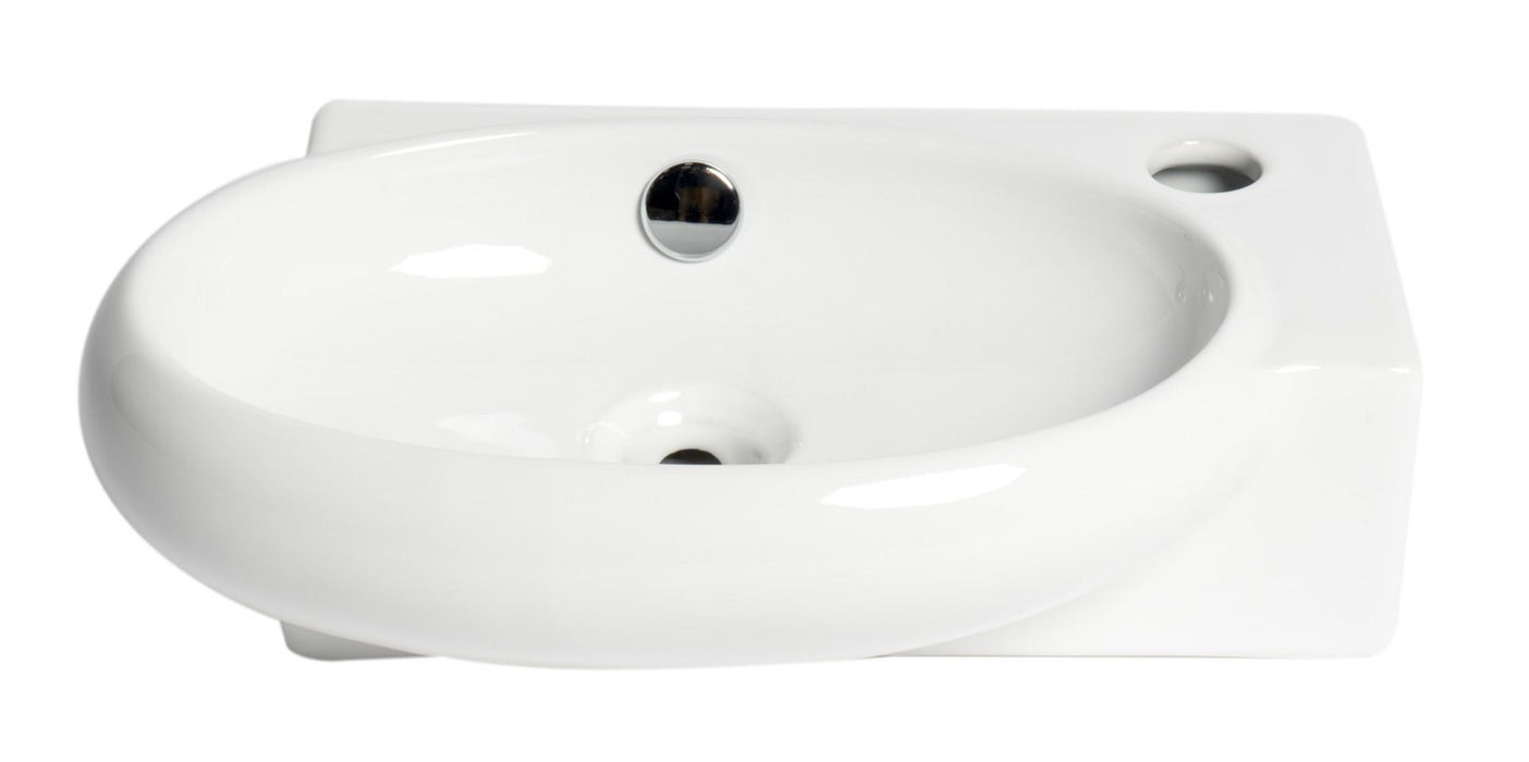 ALFI brand White 17" Small Wall Mounted Ceramic Sink, Faucet Hole ABC117