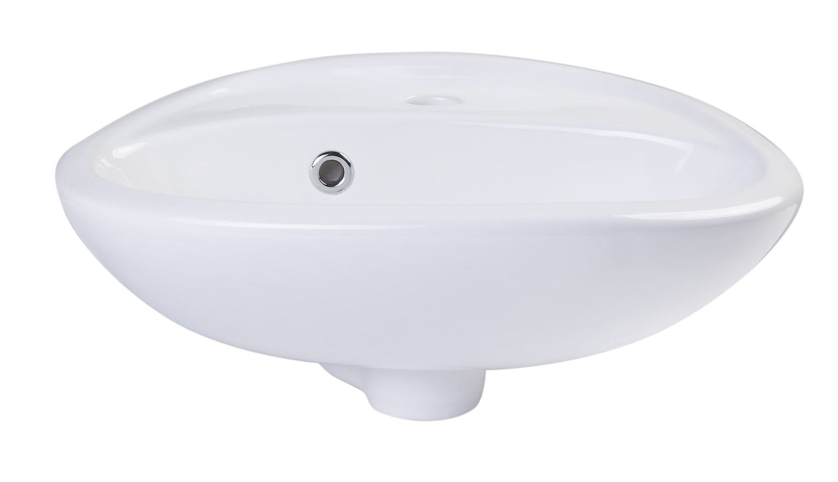 ALFI brand 17 1/4" White Rounded Porcelain Wall Mount Bathroom Sink Basin AB106
