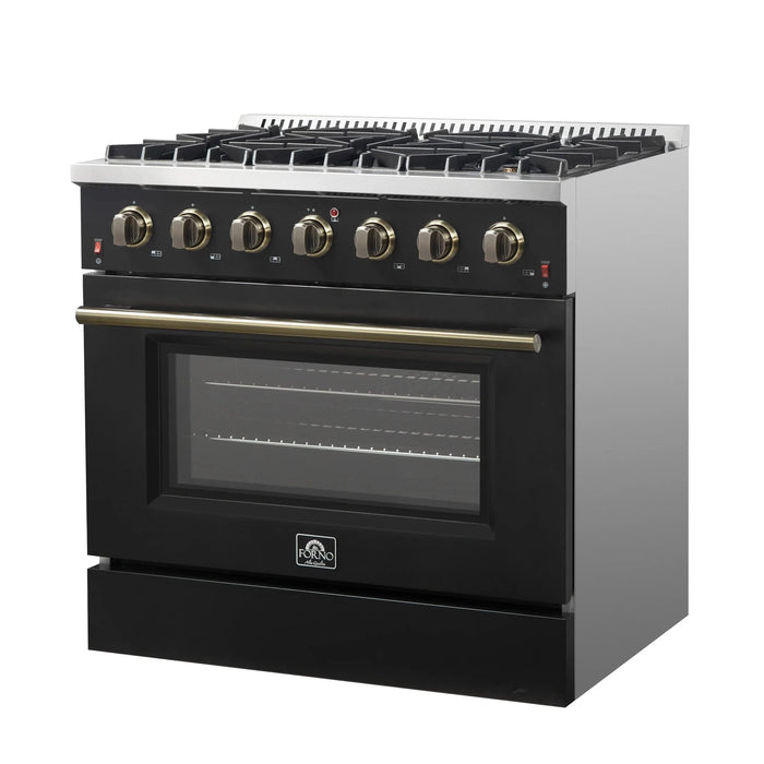 FORNO Galiano 36" Gas on Gas Range FFSGS6244-36BLK
