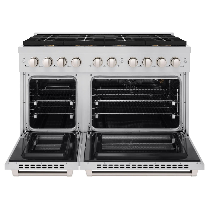 ZLINE 48"Paramount Dual Fuel Range Stainless Steel, Brass Burner, SDR-BR-48