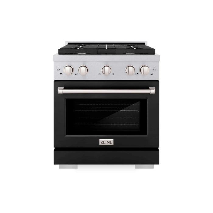 ZLINE 30"Paramount Dual Fuel Range DuraSnow® Black Matte SDRS-BLM-30