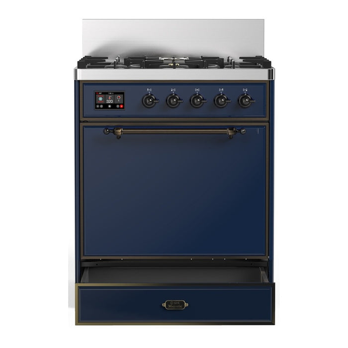 ILVE Majestic III 30" Dual Fuel Range, Midnight Blue Burnished Trim UM30QNR3MBB
