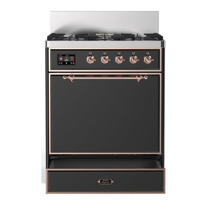 ILVE Majestic III 30" Dual Fuel Range, Matte Graphite Copper Trim UM30QNR3MGP