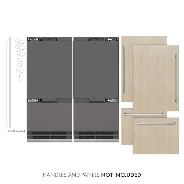ZLINE 72" Panel Ready Built-In Bottom Freezer Refrigerator,Water Dispenser, Ice Maker,Graphite Gray GRBIT-72