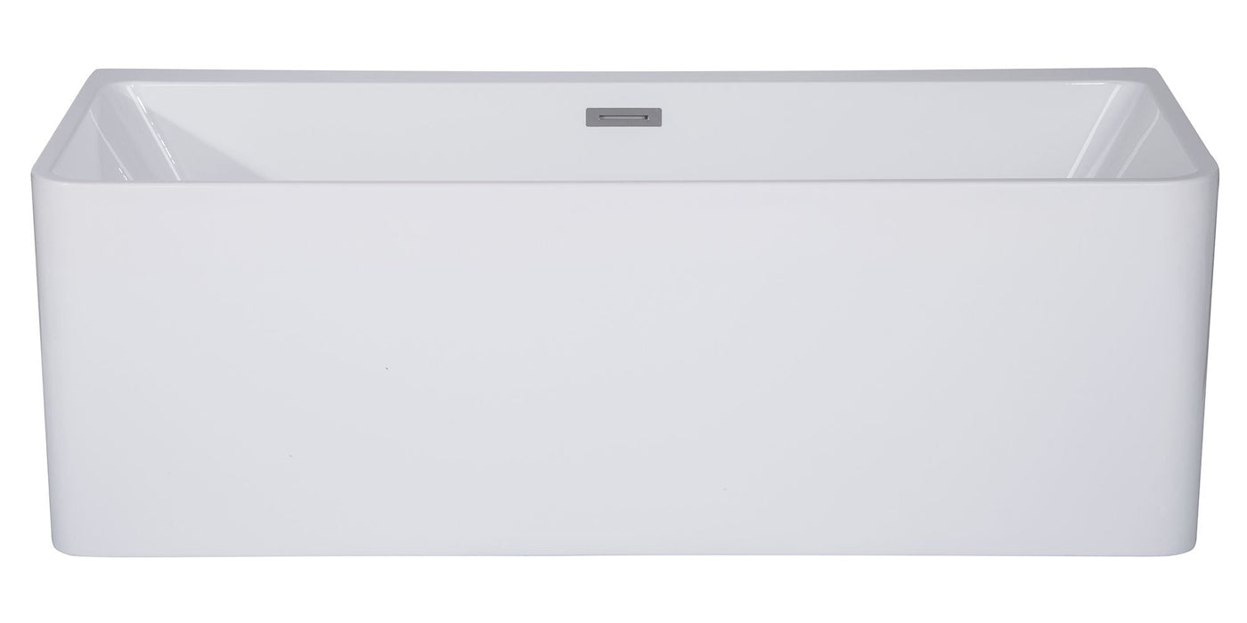 ALFI brand 59" White Rectangular Acrylic Free Standing Soaking Bathtub AB8858