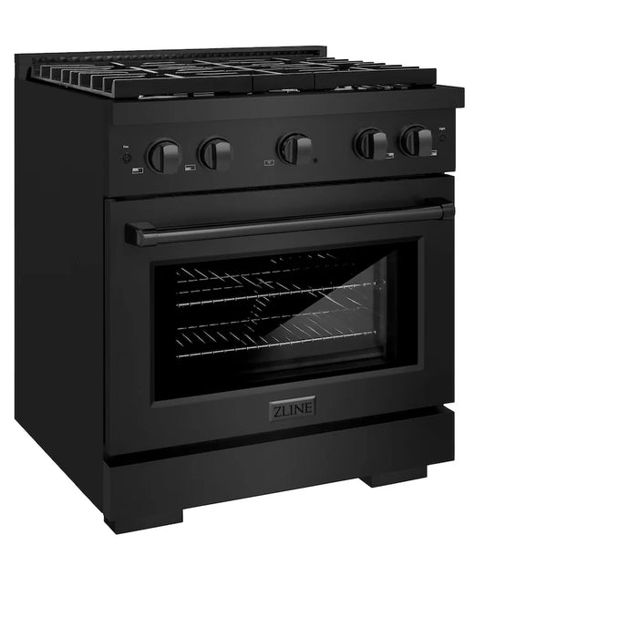 ZLINE 30"Paramount Dual Fuel Range Black Stainless Steel, SDRB-30