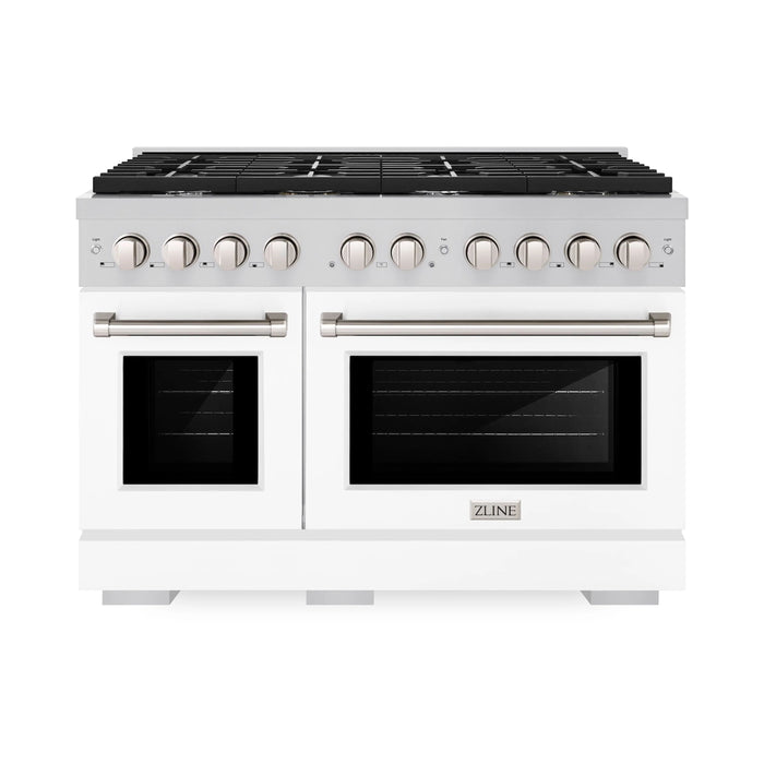 ZLINE 48"Paramount Dual Fuel Range Stainless Steel, White Matte, SDR-WM-48