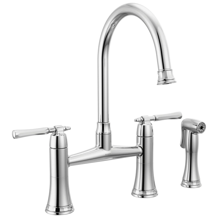 Brizo Tulham Bridge Kitchen Faucet, Side Sprayer 62558LF