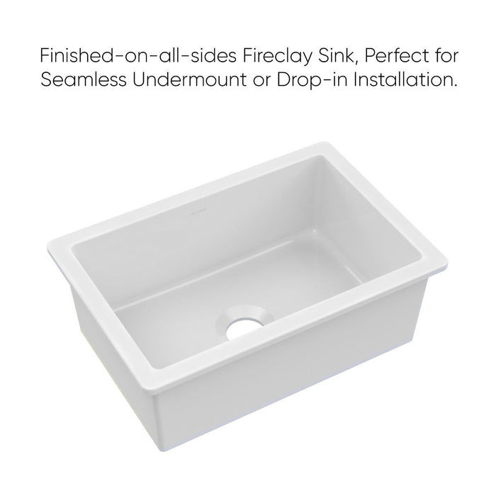 Whitehaus 28" Undermount Fireclay Kitchen Sinks, Stainless Steel Grid WHUF2819