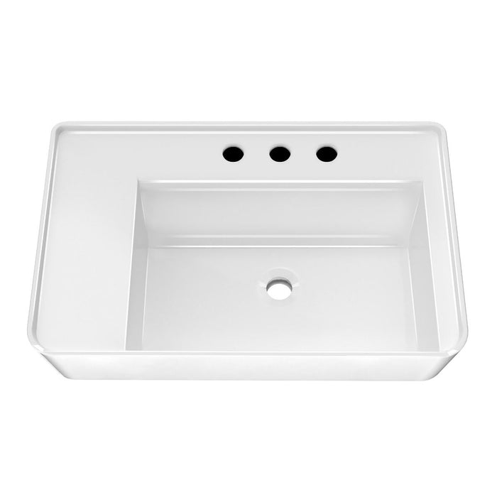 Whitehaus 30" Rectangular Wall Mount Basin, Widespread Faucet Drilling B-RA75-3H