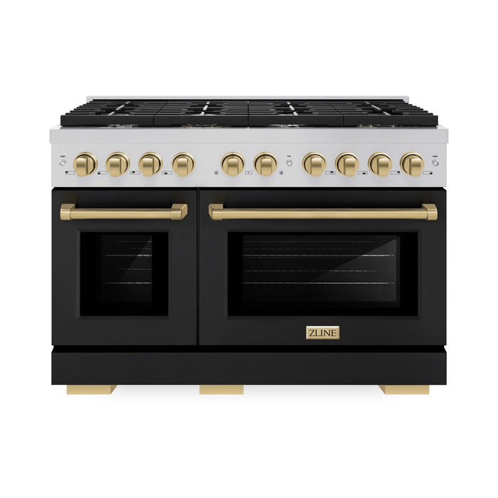 ZLINE 48"Paramount Dual Fuel Range Black Matte Champagne Bronze SDRZ-BLM-48-CB