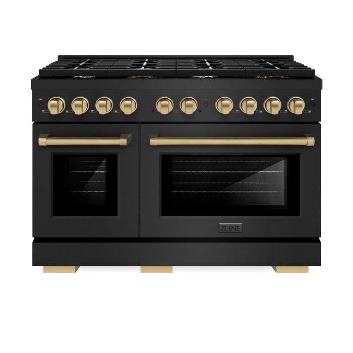 ZLINE 48"Paramount Dual Fuel Range Black Stainless Steel, Champagne Bronze SDRBZ-48-CB