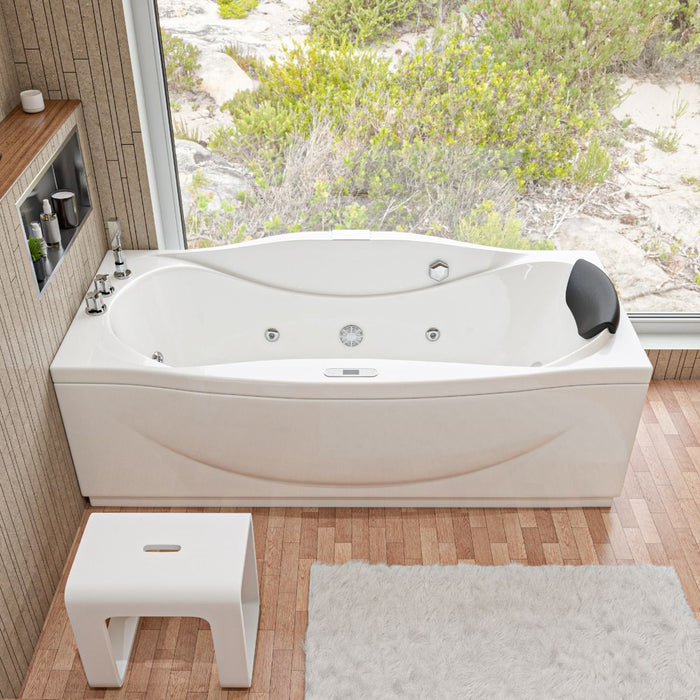 EAGO 6 ft Right Drain Acrylic White Whirlpool Bathtub, Fixtures AM189ETL-L