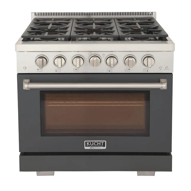 Kucht 36" Professional Gas Range, 6 Burners, Grill/Griddle, KFX360-GY