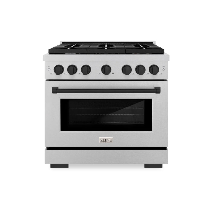 ZLINE 36"Paramount Dual Fuel Range DuraSnow® Matte Black SDRSZ-36-MB