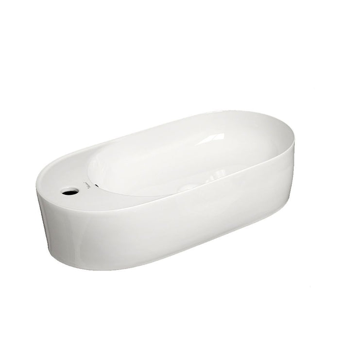 Whitehaus 24" Isabella Oval Above Mount Basin, Integrated Oval Bowl, Center Drain WHKN1016A