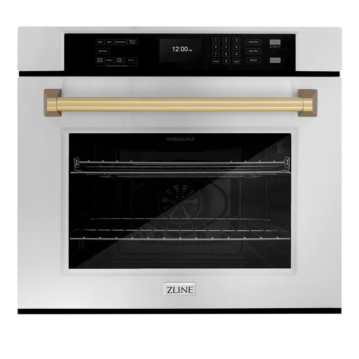 ZLINE 30" Autograph Edition Professional True Convection Single Wall Oven, Air Fry, Self Clean, Stainless Steel, Champagne Bronze WASZ-30-CB