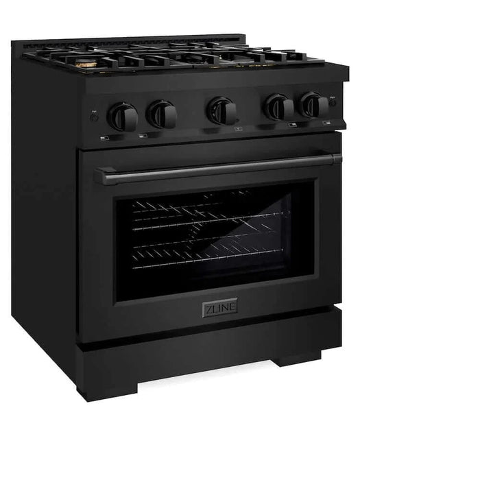 ZLINE 30" Select Gas Range Convection Gas Oven Black Stainless Steel Brass Burners HGRB-BR-30