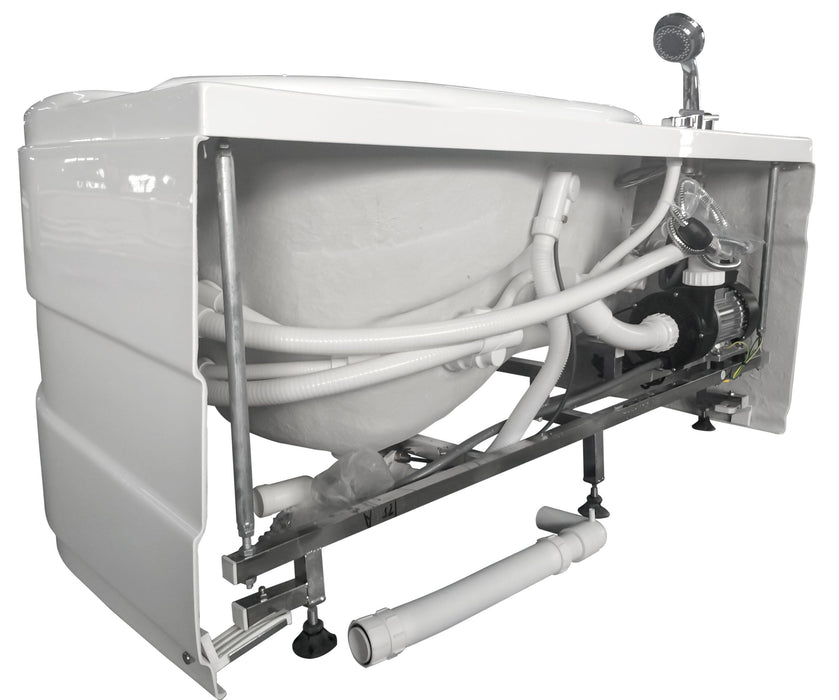 EAGO 57'' White Acrylic Jetted Whirlpool Bathtub, Fixtures AM175-L