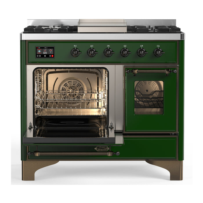 ILVE Majestic III 40" Dual Fuel, Range, Emerald Green, Burnished Trim UMD40FNR3EGB