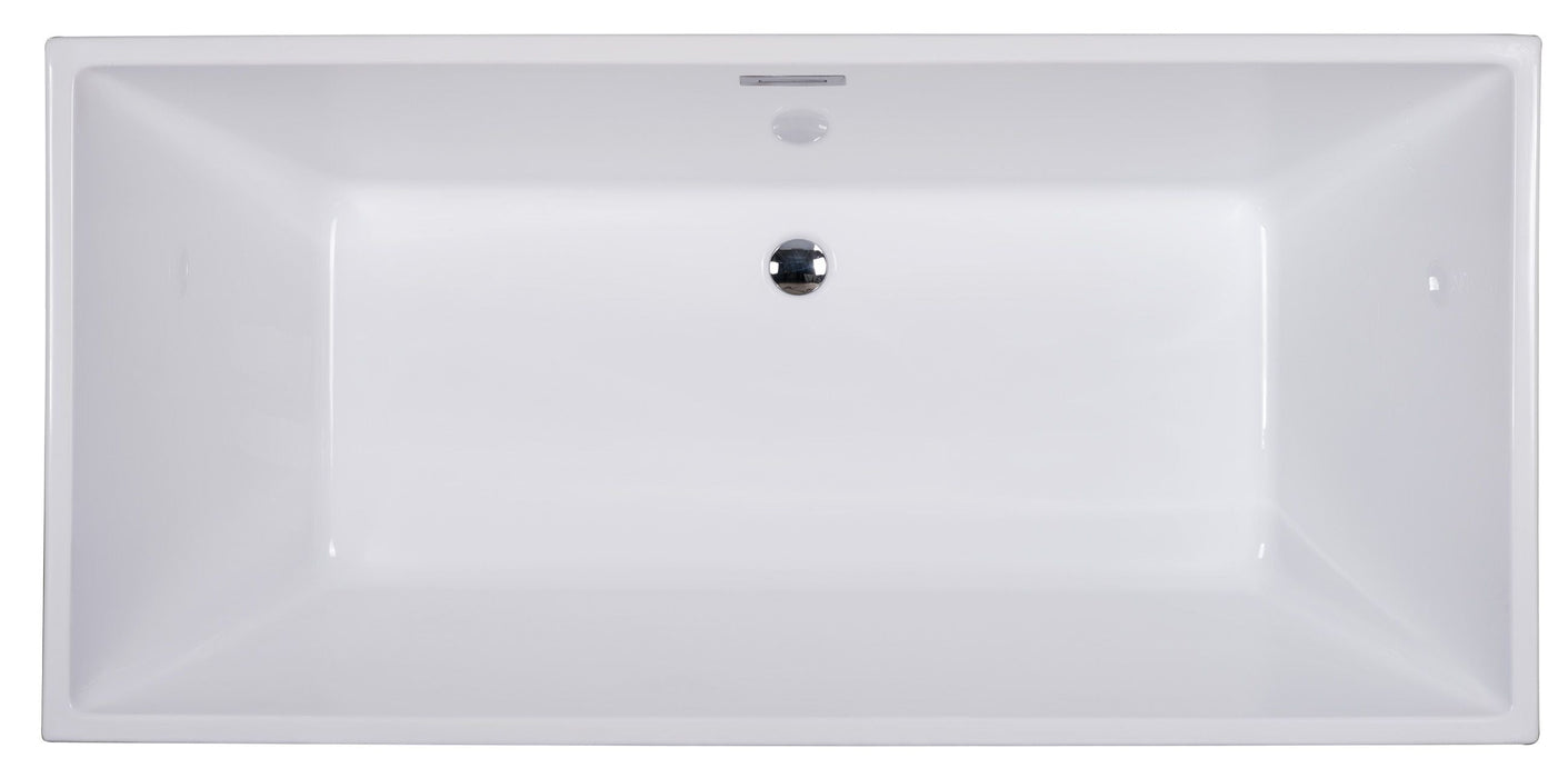 ALFI brand 67" White Rectangular Acrylic Free Standing Soaking Bathtub AB8832