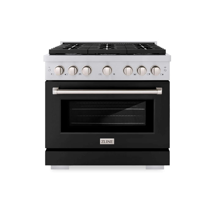 ZLINE 36"Paramount Dual Fuel Range Stainless Steel, Black Matte, SDR-BLM-36