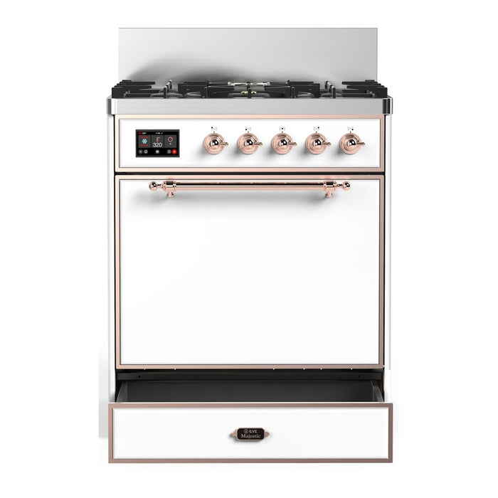 ILVE Majestic III 30" Dual Fuel Range, White Copper Trim UM30QNR3WHP