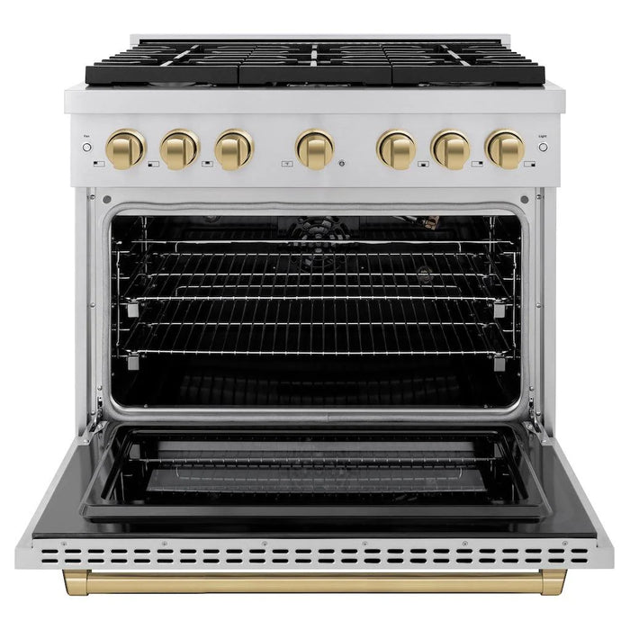 ZLINE 36 " Gas Range, Convection Oven Stainless Steel, Champagne Bronze , SGRZ-36-CB