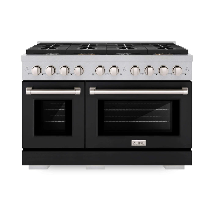 ZLINE 48"Paramount Dual Fuel Range DuraSnow® Black Matte SDRS-BLM-48