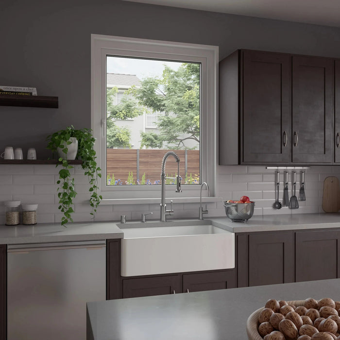 ALFI brand Smooth Apron 33" Single Bowl Fireclay Farm Sink ABF3318S