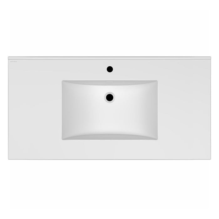 Whitehaus 43" Countertop Vanity Sink, Rect Bowl Single Faucet, Overflow WHCS4322-1H