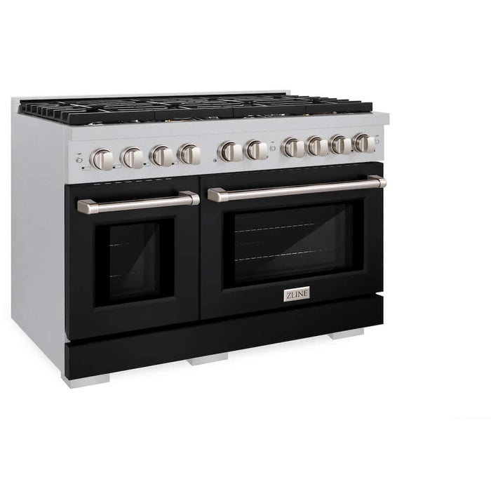 ZLINE 48"Gas Range, Convection Gas Oven, DuraSnow® Black Matte, SGRS-BLM-48