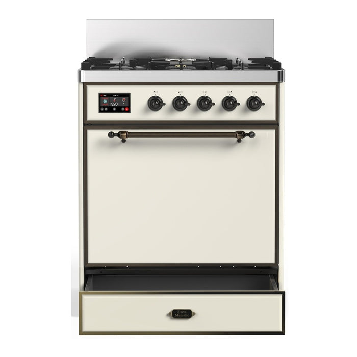 ILVE Majestic III 30" Dual Fuel Range, Antique White Burnished Trim UM30QNR3AWB