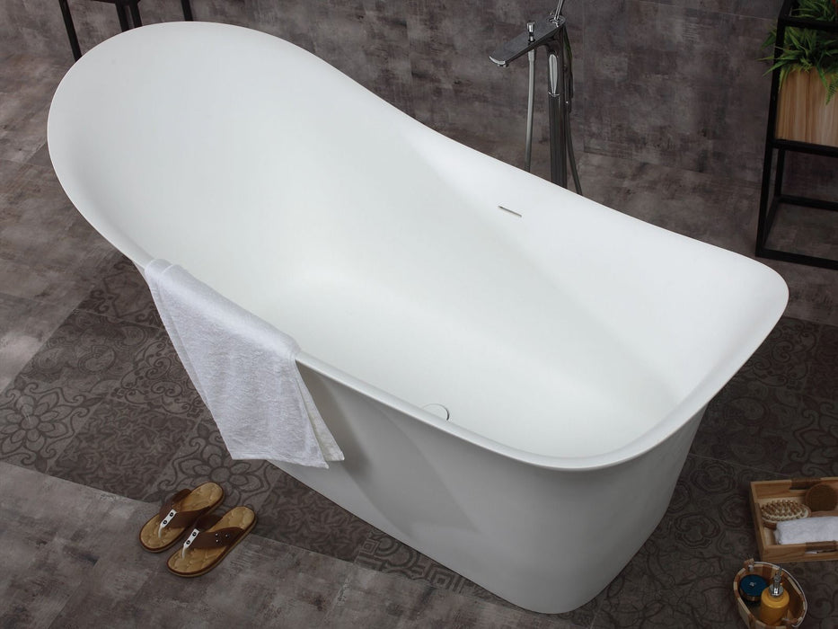 ALFI brand 74" White Solid Surface Smooth Resin Soaking Slipper Bathtub AB9915