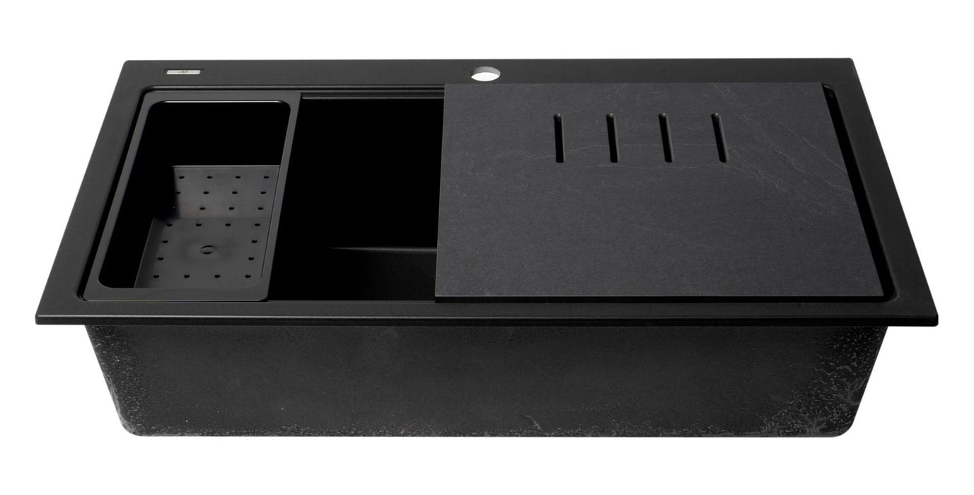ALFI brand  34" Granite Composite Workstation Step Rim Sink, Accessories AB3418SBDI