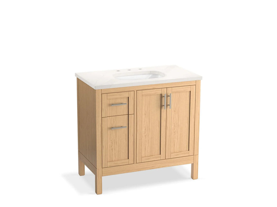 KOHLER Hadron 36" bathroom vanity cabinet, sink. quartz top K-39605-ASB