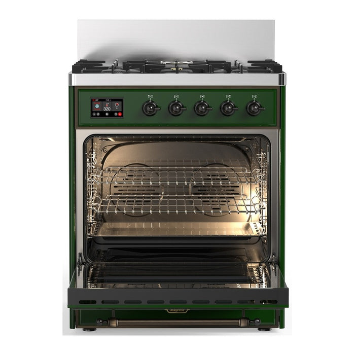 ILVE Majestic III 30" Dual Fuel Range Emerald Green Burnished Trim UM30NR3EGB