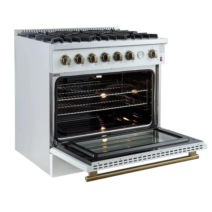 FORNO Marco 36" Gas on Gas Range FFSGS6277-36WHT