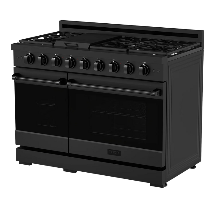 Gordon Ramsay by THOR Kitchen 48"Professional Natural Gas Range, Matte Black, RSG48EB