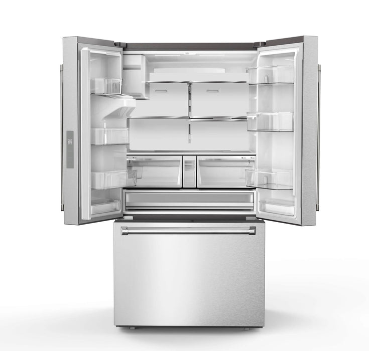 THOR Kitchen 36" French Door Standard Depth Refrigerator, Water Dispenser, Dual Ice Maker - Detail View