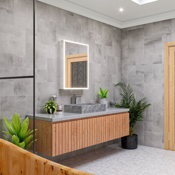 ALFI brand 24" Solid Concrete Chiseled Style Above Mount Vessel Sink ABCO24R