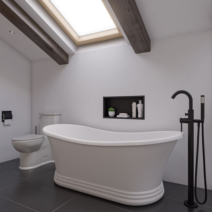 ALFI brand 67" White Matte Pedestal Solid Surface Resin Bathtub AB9950