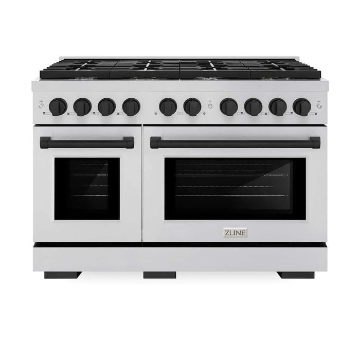 ZLINE 48"Gas Range, Convection Oven Stainless Steel, Matte Black, SGRZ-48-MB