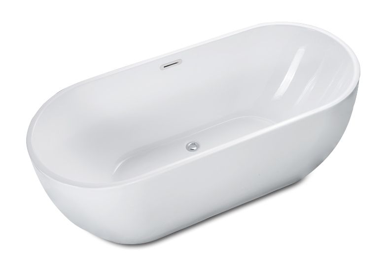 ALFI brand 59" White Oval Acrylic Free Standing Soaking Bathtub AB8838