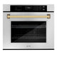 ZLINE 30" Autograph Edition Professional True Convection Single Wall Oven, Air Fry, Self Clean, Stainless Steel, Gold WASZ-30-G